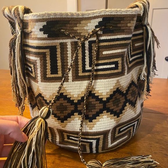 Bohemian Crossbody Bag. Indigenously Handmade by skilled artists. Brown shades. - Picture 8 of 13